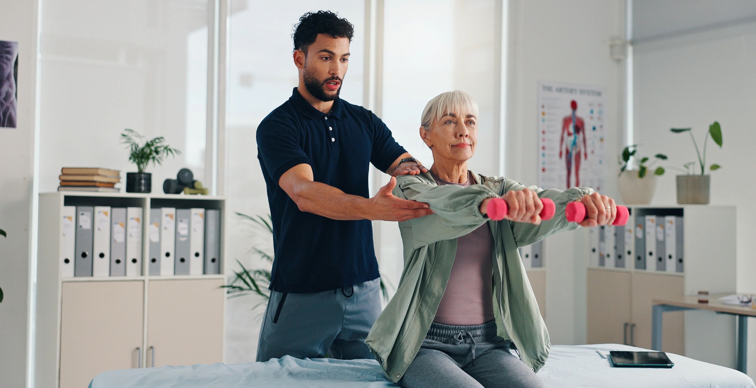 Senior man with therapist