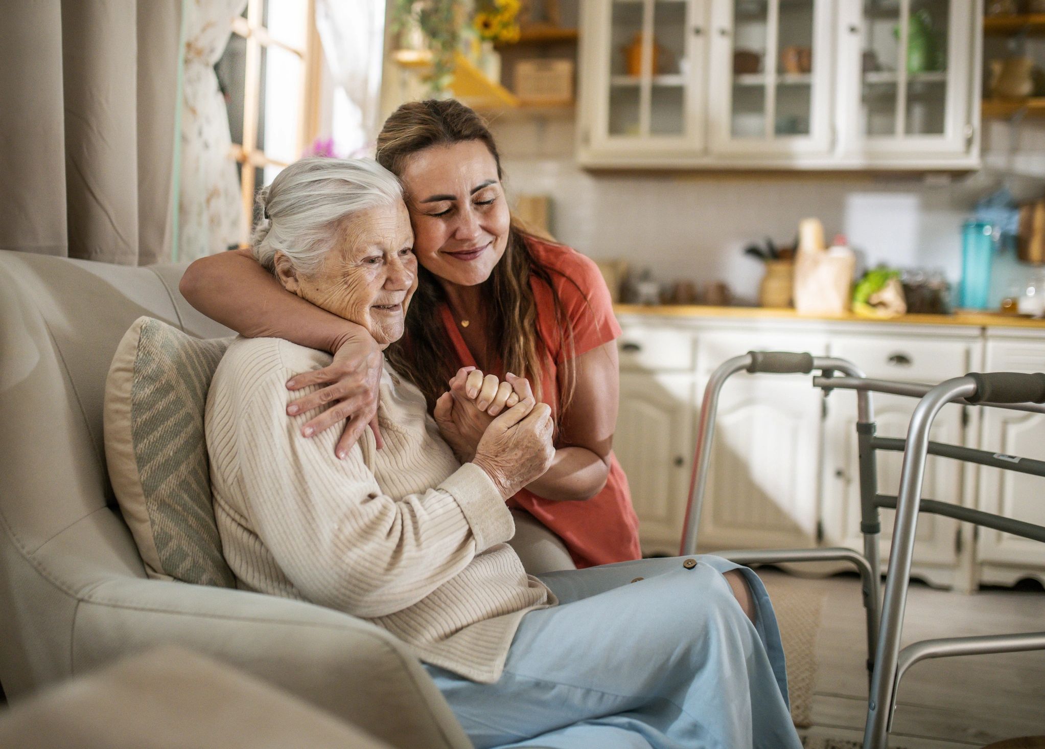 Caregiver providing support to senior