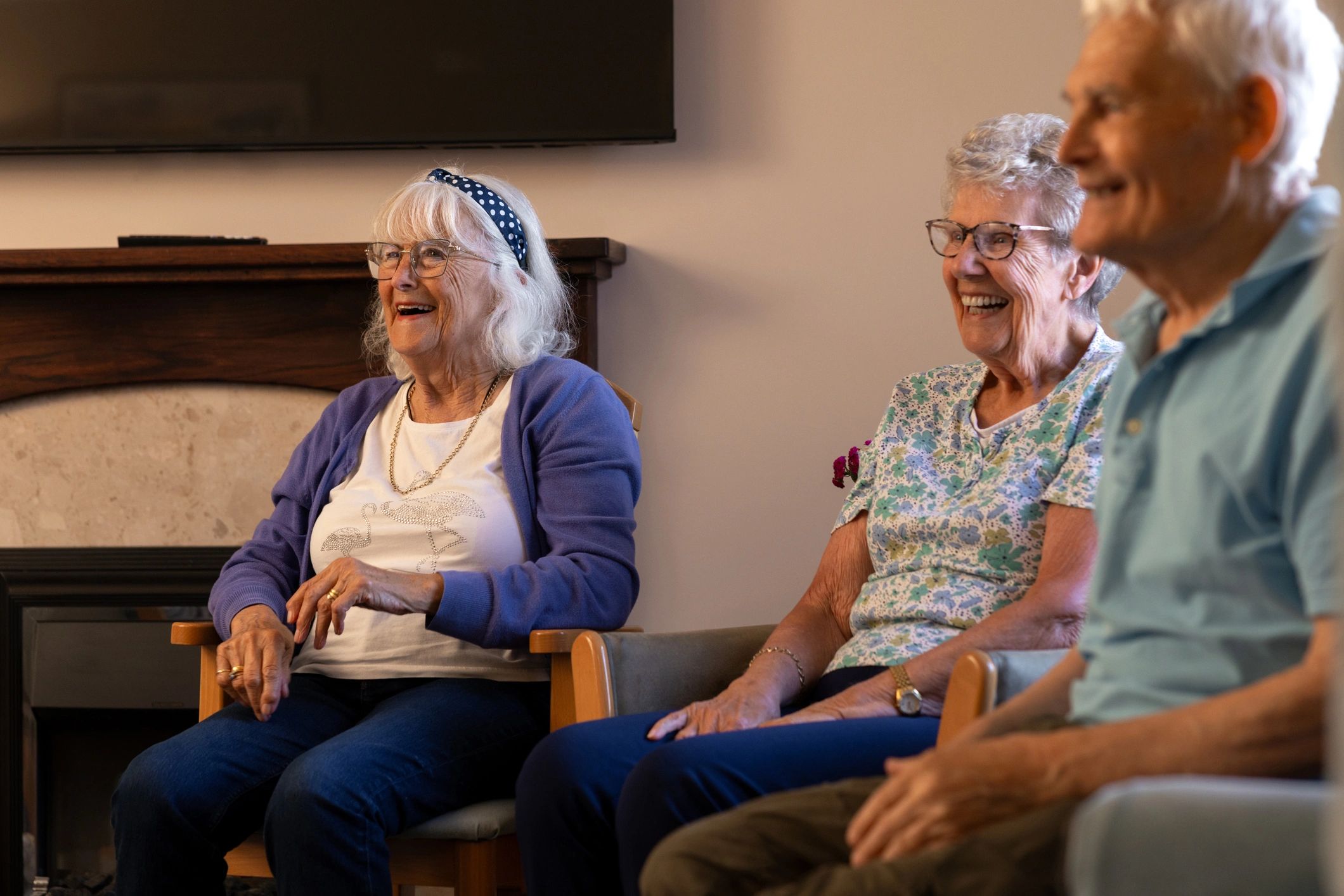 Happy seniors in a community environment
